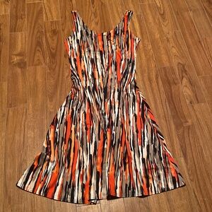 Orange and Black Midi Dress